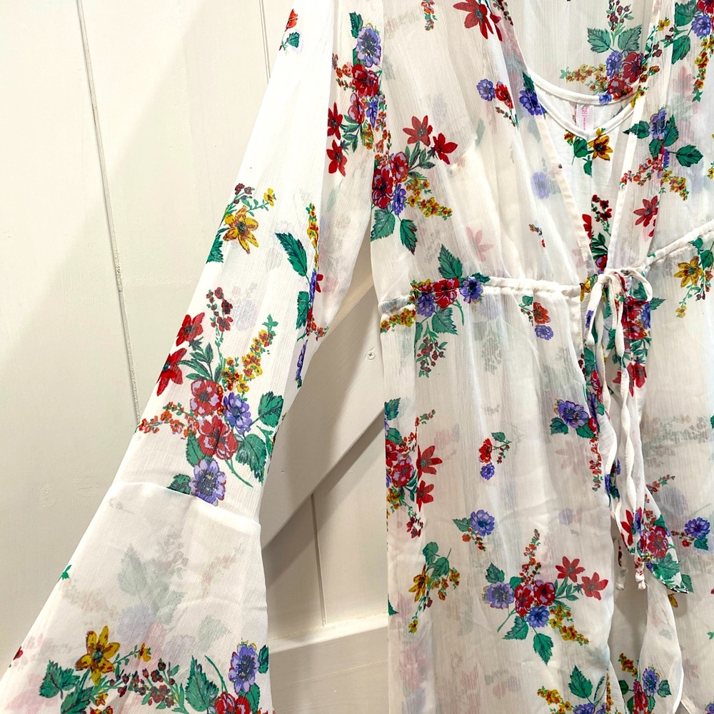 Floral white mini dress and cover up